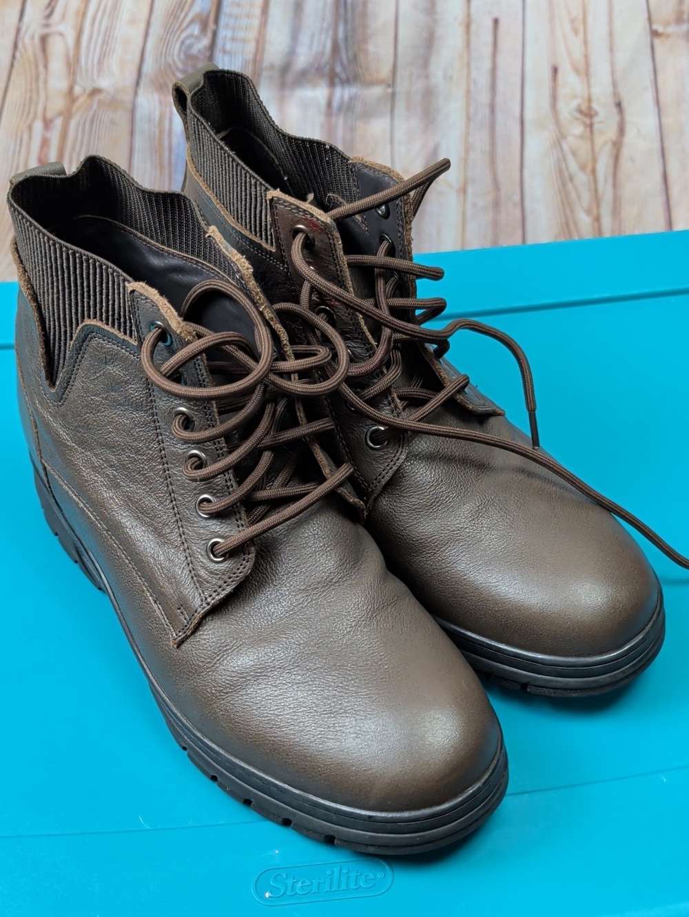 Toto Men's Brown Leather Lace-Up Ankle Boots 6.5